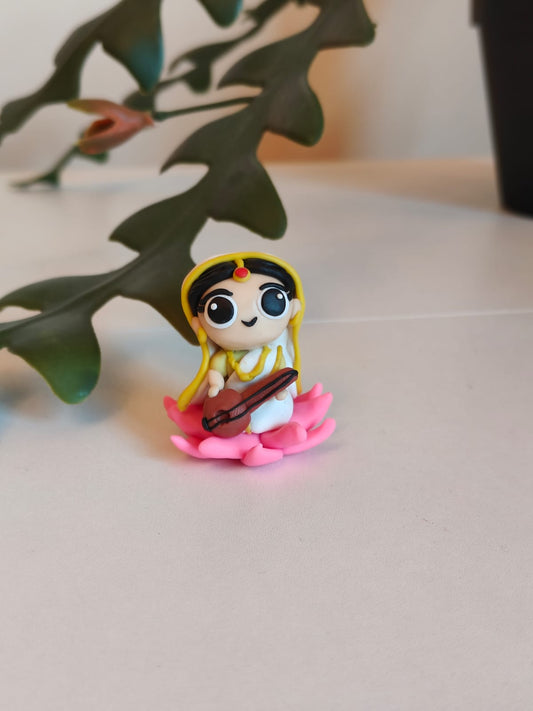 Saraswati Figure Figurine Idol on Lotus