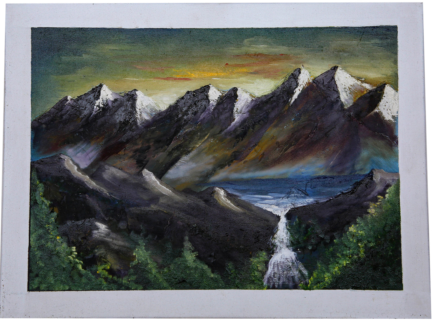 Mountain landscape painting, oil painting, handmade, indian terrain