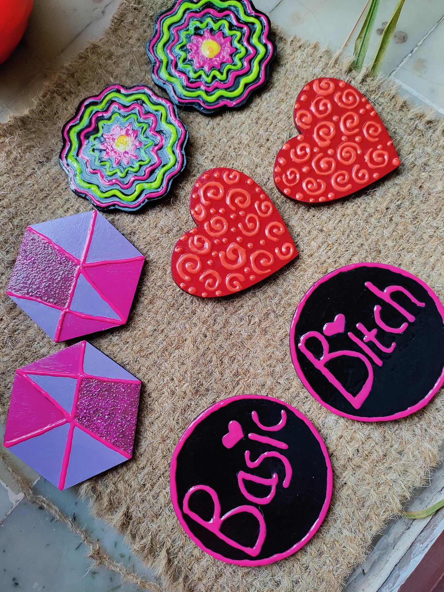 Statement earrings huge studs light weight trippy