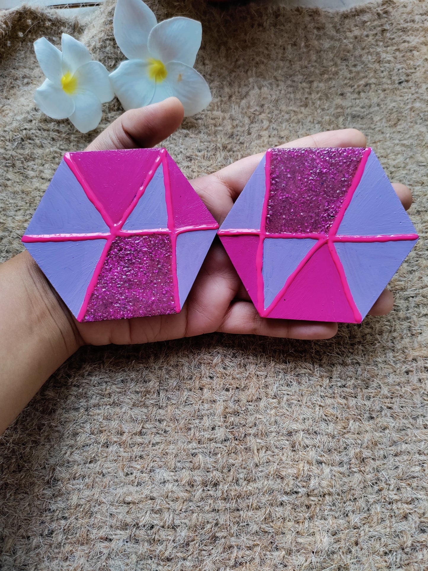 Statement earrings huge studs light weight trippy
