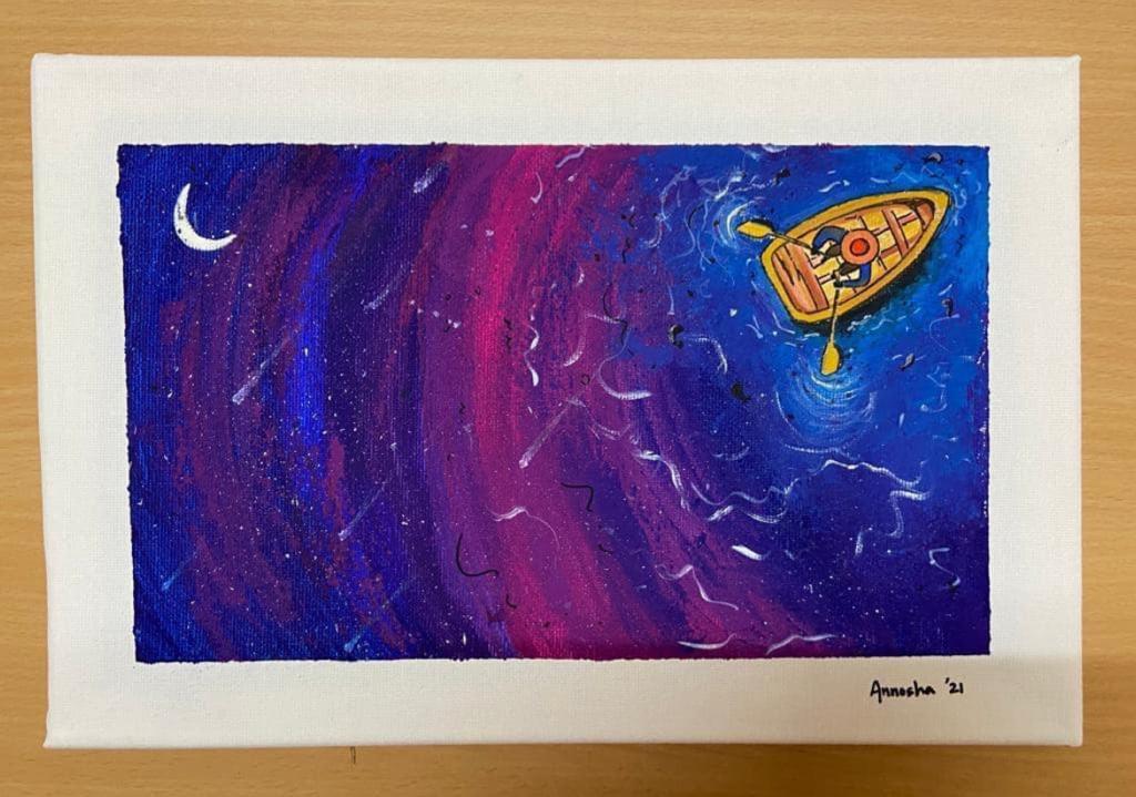 SAIL painting on canvas boat river abstract art