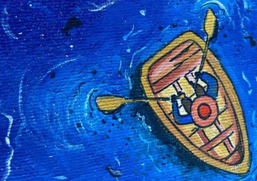 SAIL painting on canvas boat river abstract art