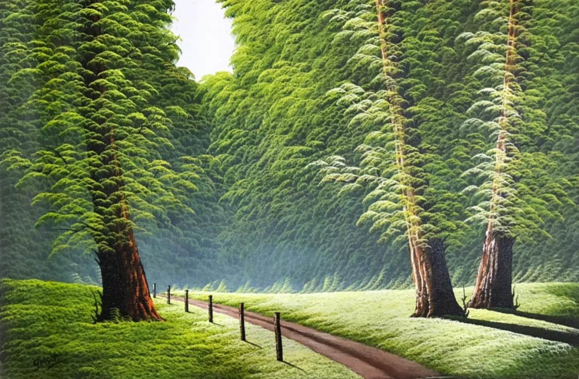 Landscape 11, painting, acrylic, forest, indian terrain