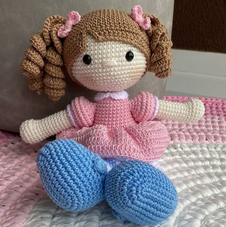 Doll with pigtails plushy, soft toy