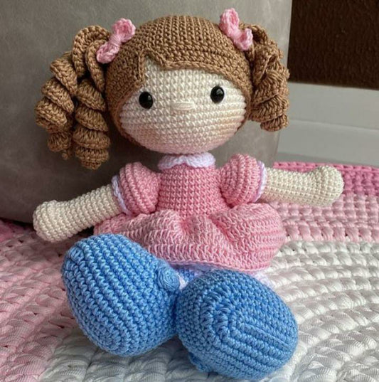 Doll with pigtails plushy, soft toy