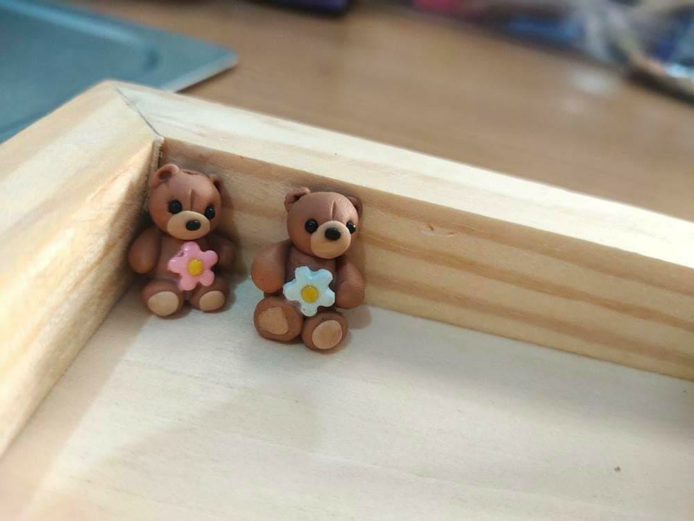 Miniature bear figure keychain