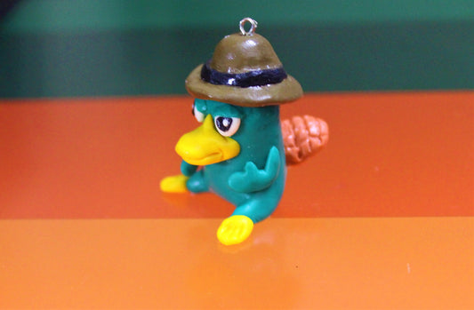 Agent P Perry head Figure/Keychain, keyring, action figure, figurine, collectable, handmade, Phineas and Ferb, Platypus Perry