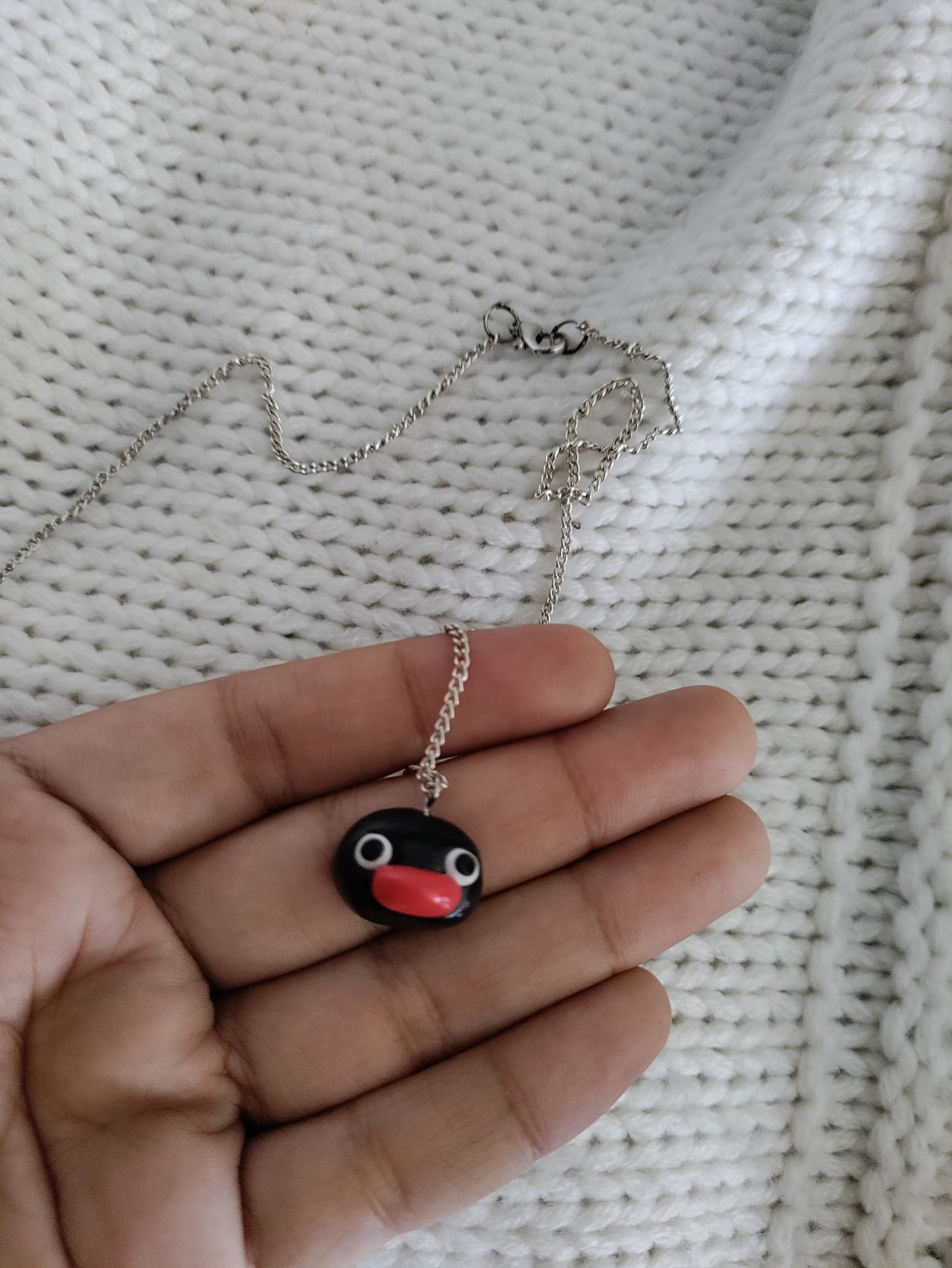 Pingu Fridge Magnet, necklace, pendant, Pingu head, penguin, handmade