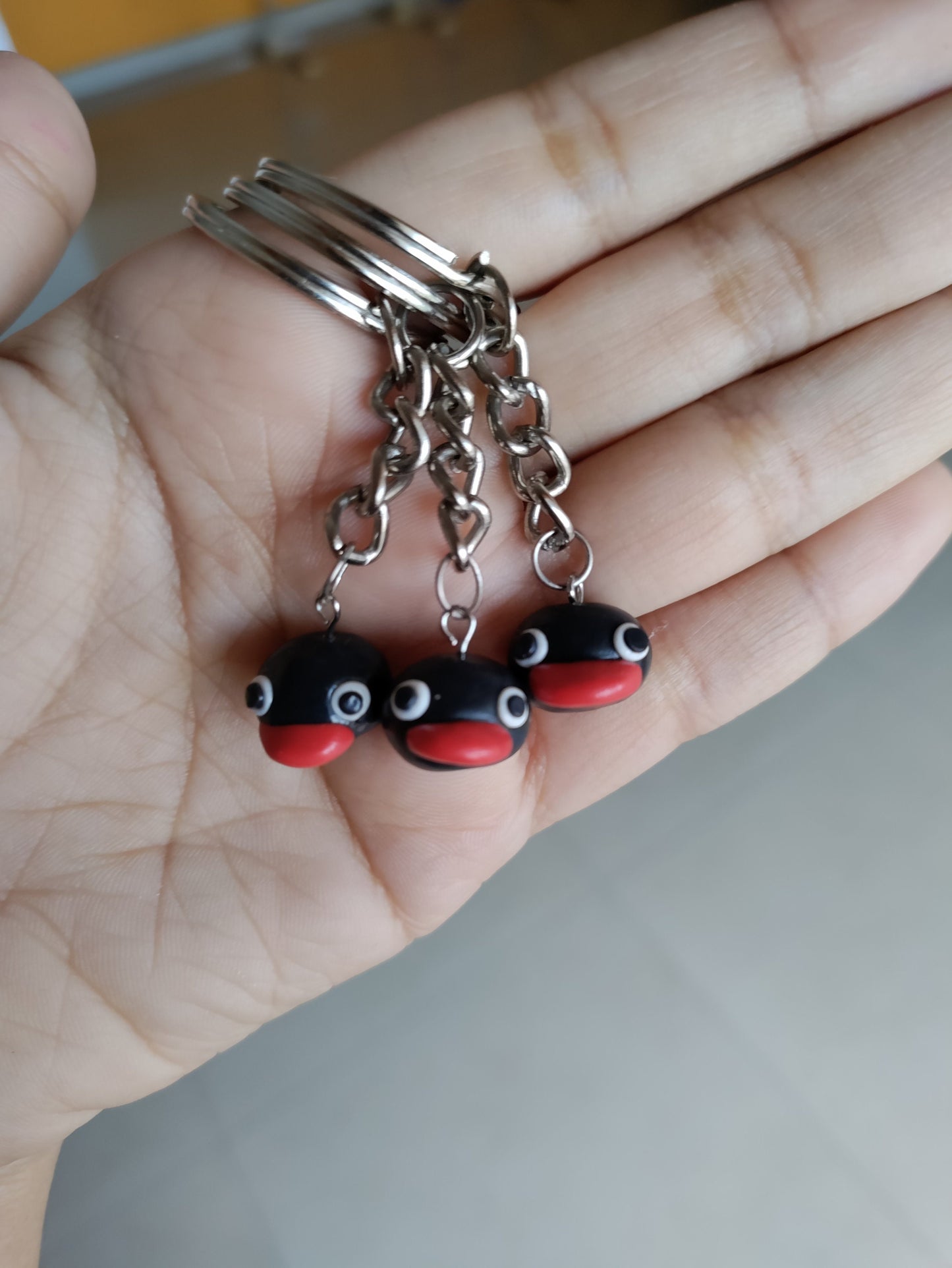 Pingu head broach, earrings, keychain broach, pins, clips, studs, 90s kids