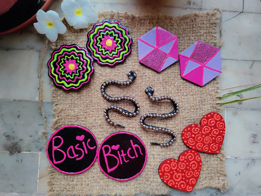 Statement earrings huge studs light weight trippy