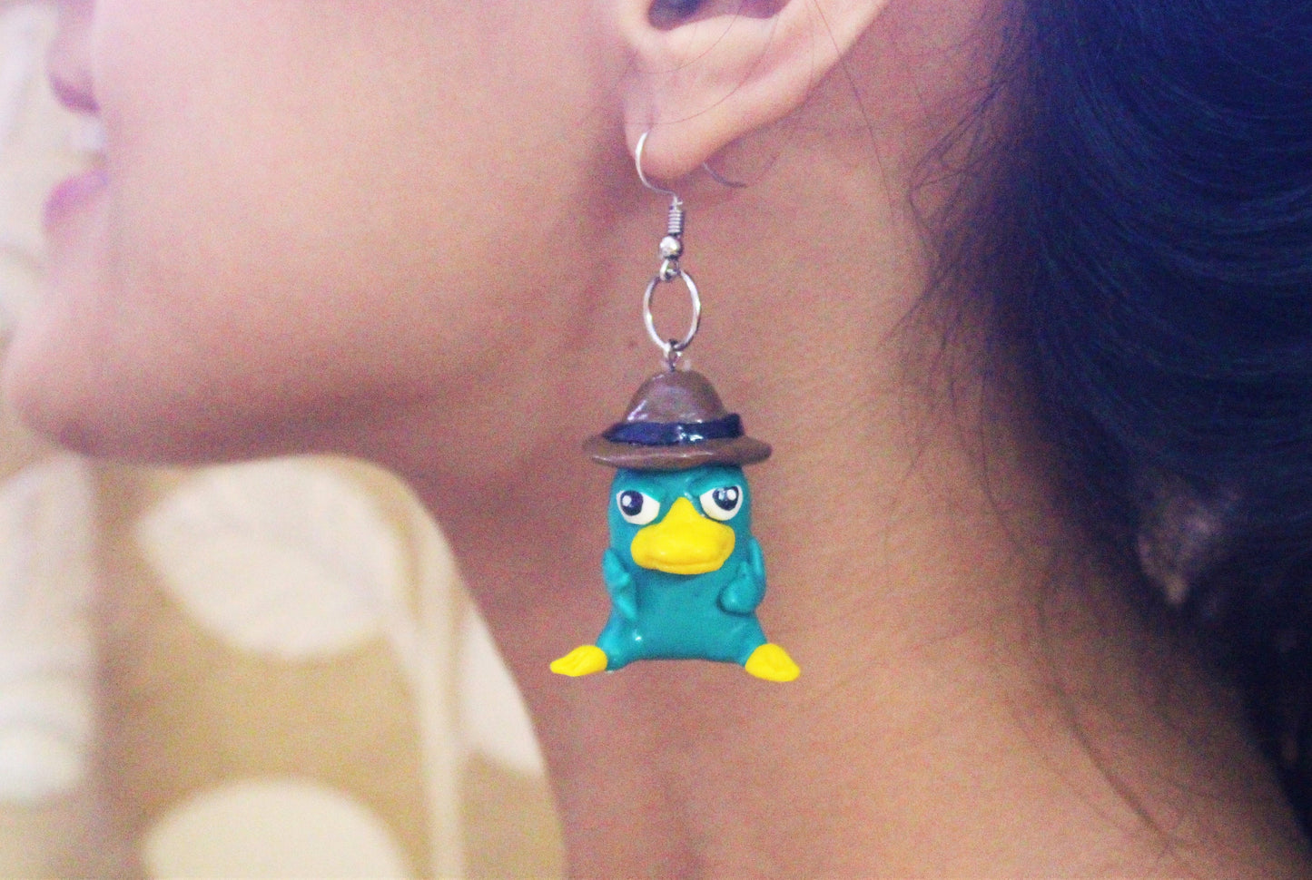 Platypus Perry Keychain/ Agent P figure, figurine, dolls, toys collectable/ earrings/ Phineas and Ferb