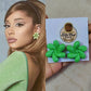 Ariana Grande inspired flower earrings, studs, green floral earrings, positions earrings
