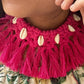 Pink necklace and earrings set, macrame and shell hoops, choker