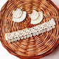 White macrame and shell beach jewellery set, choker and earrings