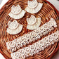 White macrame and shell beach jewellery set, choker and earrings